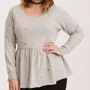 torrid | Destructed Babydoll Sweatshirt - Size 0